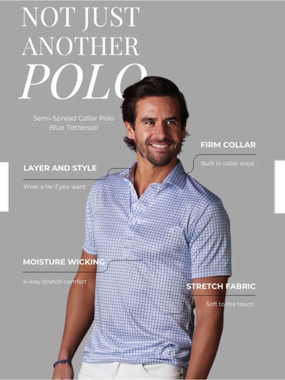 Collars and Co Men's Light Blue Semi Spread collar Polo